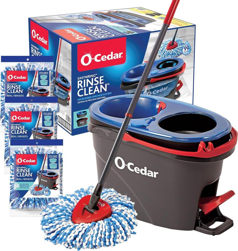 O-Cedar EasyWring RinseClean Spin Mop & Bucket System Cleaning Adjustable