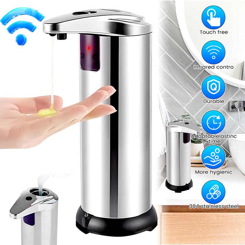 Automatic Soap Dispenser, Touchless 3-Level Adjustable Hand Sanitizer Dispenser, Equipped Upgraded Waterproof Base Infrared Sensor, Stainless Steel Liquid Soap Dispenser for Kitchen Bathroom