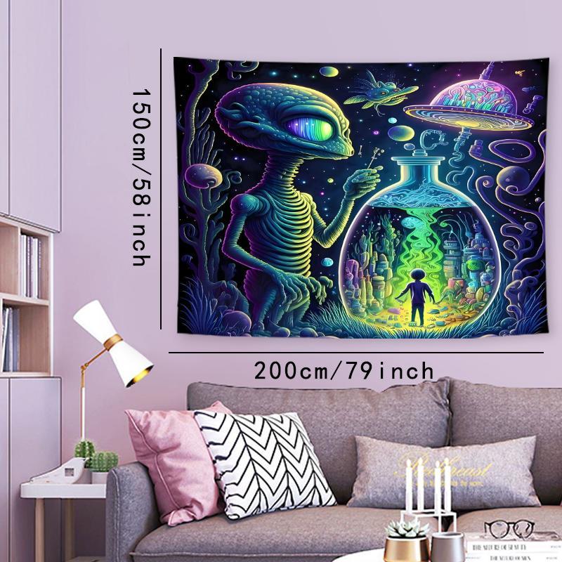 Alien Pattern Tapestry, 1 Count Creative Tapestry with Installation Accessories, Wall Hanging Decor for Bedroom & Living Room