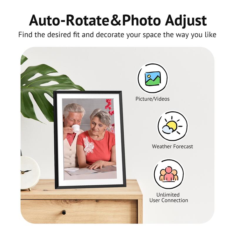 Euphro 10.1'' Digital Picture Frame with 32GB Storage, Digital Photo Frame with Touchscreen, 2024 Christmas Gift, Share Photos Videos and Send Best Wishes, Music Calendar Alarm Home Decor, Gift ideas