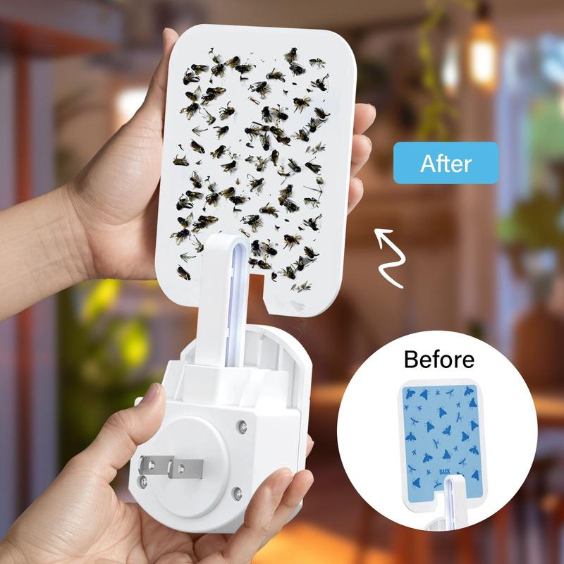 Rogue Fly Insect Trap Indoor with UV Night Light and Extra Cartridges, Plug in Bug Catcher, Pest Repeller Indoor Bug Light Trap Indoor for Flies, Fruit Flies, Gnats and More, Odor Free