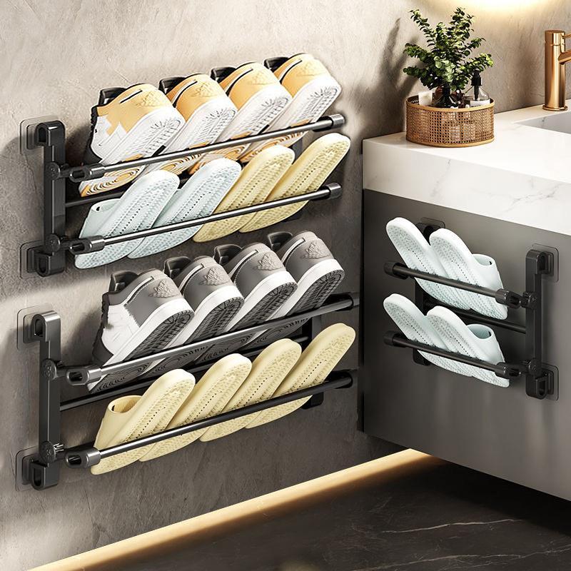 Wall Mounted Shoe Rack, Double-layer Shoe Storage Rack, Multifunctional Storage Rack for Home Entrance Bathroom, Summer for Gift, Summer Home Essentials