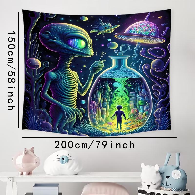 Alien Pattern Tapestry, 1 Count Creative Tapestry with Installation Accessories, Wall Hanging Decor for Bedroom & Living Room