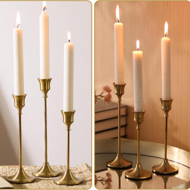 Vintage Candle Holder Set, 3 Counts set Modern Simple Candle Stand, Desktop Decoration for Home Living Room Bedroom Dining Room Wedding