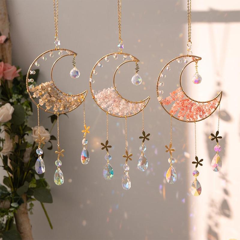 Moon Design Sun Catcher, 1 Count Garden Window Sun Catchers, Prism Glass Ball, Home Yard Hanging Decoration, Dream Catcher, Room Decoration