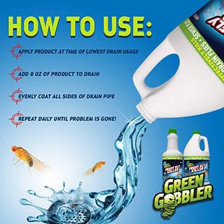 Green Gobbler Fruit & Drain Fly Killer 32oz - clings to pipes to eliminate annoying drain fly infestations Kitchen Citronella