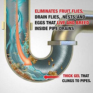 Green Gobbler Fruit & Drain Fly Killer 32oz - clings to pipes to eliminate annoying drain fly infestations Kitchen Citronella