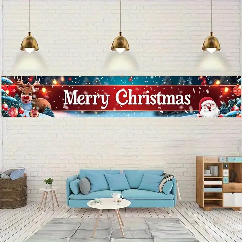 Merry Christmas Banner, 1 Count Indoor & Outdoor Decoration Banner, Christmas Decoration Supplies for Home Garden Party