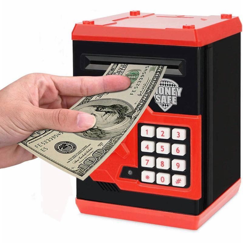 Light Pink Piggy Bank - Electronic ATM Password Cash Coin Can! Auto Scroll Paper Money Saving Box.