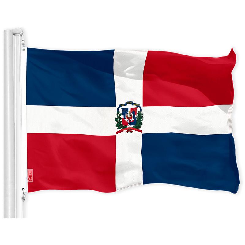 G128 Dominican Republic Flag Banners | 3x5 feet | Printed 150D Indoor Outdoor, Vibrant Colors, Brass Grommets, Wall Decor