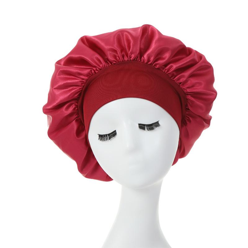 New Large Satin Bonnet Silky Night Sleeping Cap Satin Bonnet With Head Tie Band Bonnet Lace Up Shower Cap Curly Bling Hair