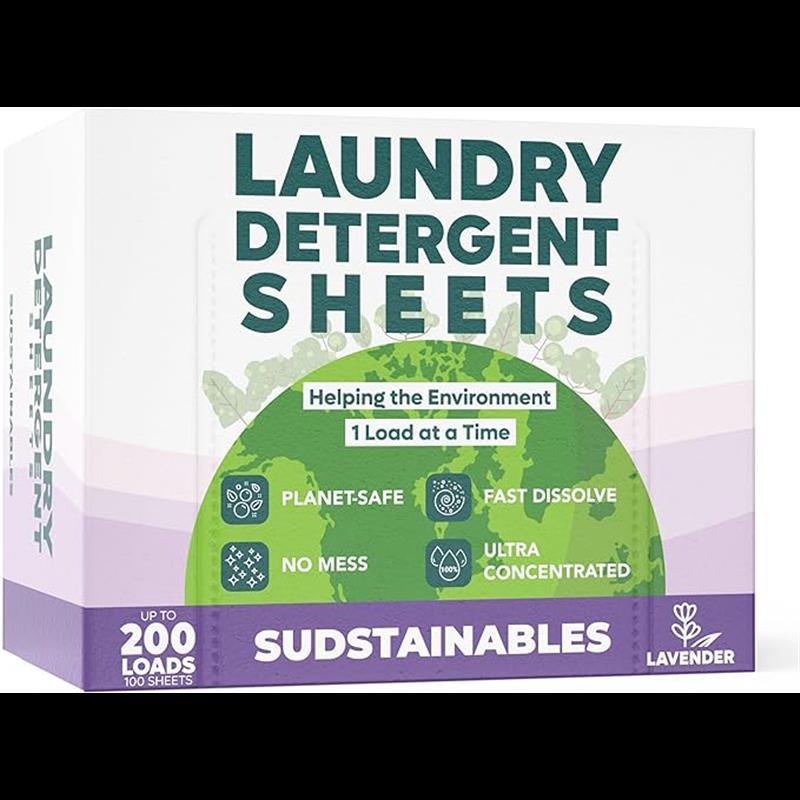 Laundry Detergent Sheets (200 Loads) - Eco Friendly Laundry Soap Detergent Strips I Eco Friendly, Zero Waste, Plastic Free, Planet Friendly (Lavendar)