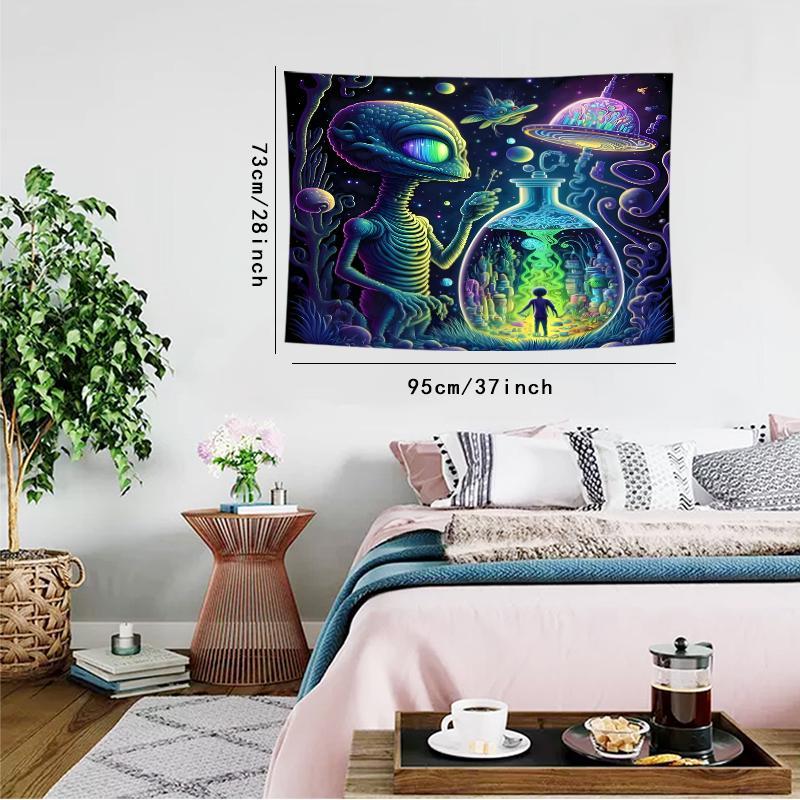 Alien Pattern Tapestry, 1 Count Creative Tapestry with Installation Accessories, Wall Hanging Decor for Bedroom & Living Room