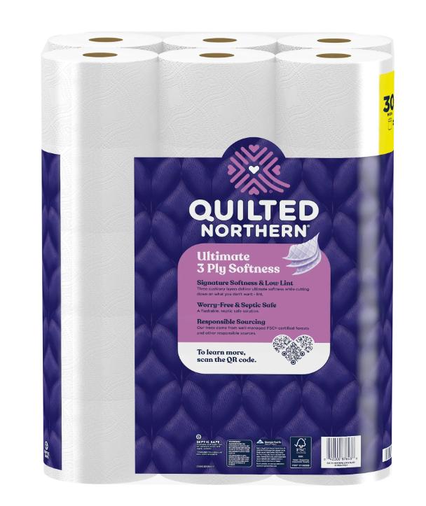 Quilted Northern Ultra Plush 3-Ply Toilet Paper, 30 Mega Rolls