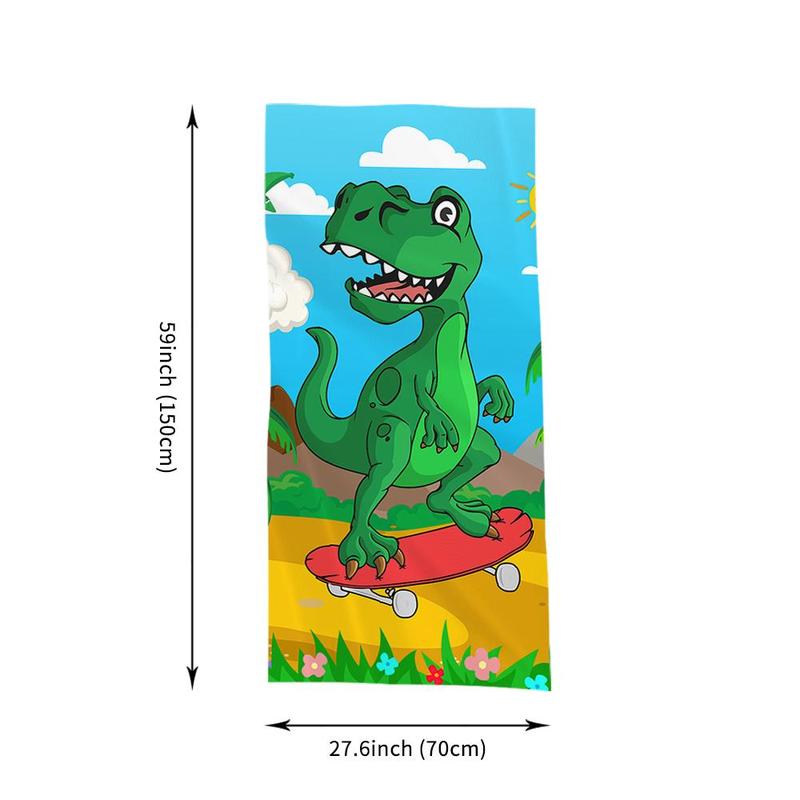 Cartoon Dinosaur Pattern Beach Towel, Beach Blanket, Mat, Quick Drying Beach Towel for Swimming, Camping & Outdoor Activities, Travel Essentials, Gifts