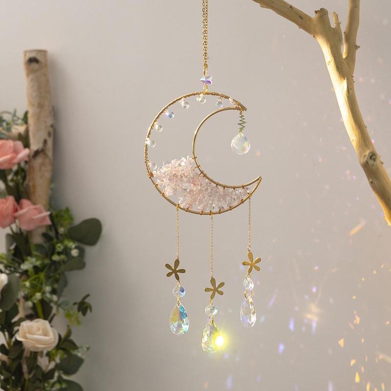 Moon Design Sun Catcher, 1 Count Garden Window Sun Catchers, Prism Glass Ball, Home Yard Hanging Decoration, Dream Catcher, Room Decoration