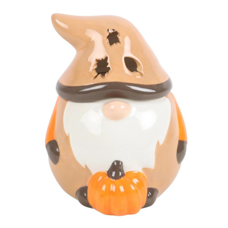 Fall and Autumn Gnome Tealight Warmer for Wax Melts Decor Leaf