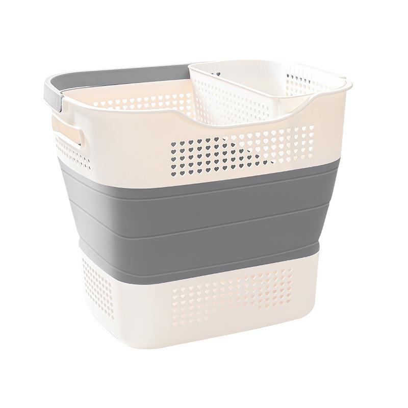 Foldable laundry basket Plastic, pop-up laundry basket storage container, foldable laundry basket with, durable, space saving (gray)