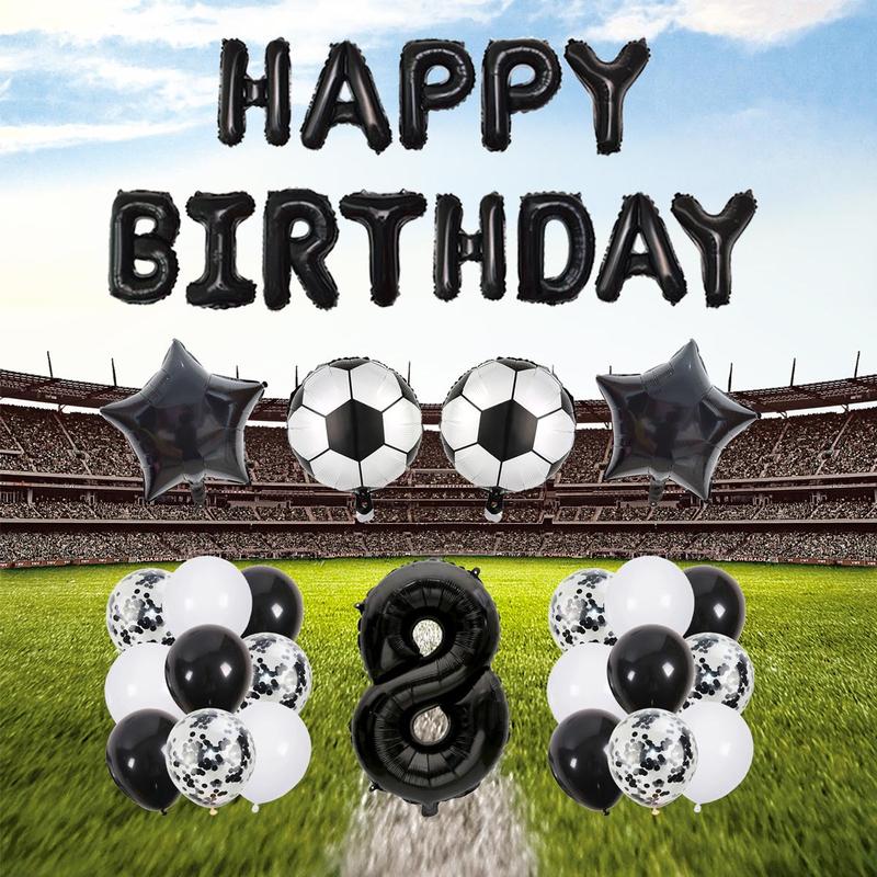  Football Themed Birthday Party Decoration, 1 Set Including Happy Birthday Football Design Balloon Set,  Birthday Party Decor Supplies for Festival Party Ceremony