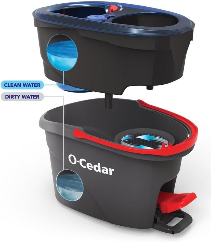 O-Cedar EasyWring RinseClean Spin Mop & Bucket System Cleaning Adjustable