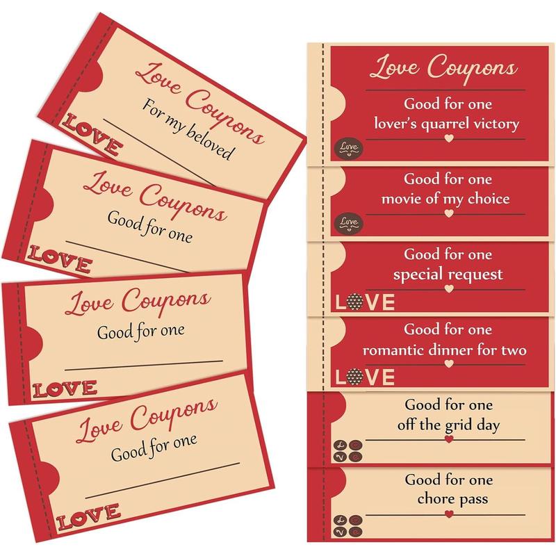 30 count Christmas Day Love  for Him or Her, Romantic Love Voucher Funny Coupon Romantic Present for Husband Wife Boyfriend Girlfriend Birthday Wedding Party