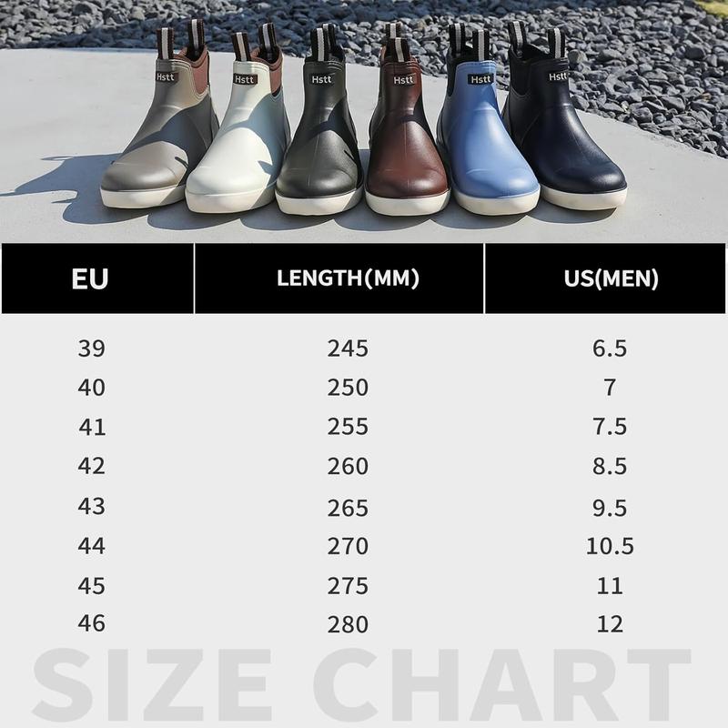 Men's Deck Boots Waterproof Fishing Rain Boots, Anti-Slip Rubber Boots Ankle Booties, High-Performance Footwear Chelsea Boots for Gardening Boating Camping Sailing