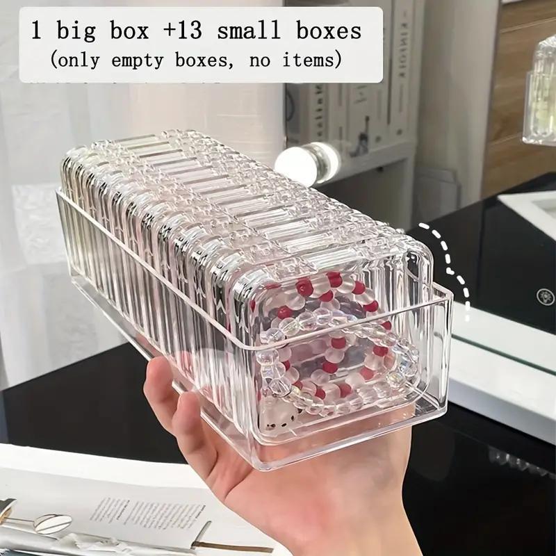 Clear Jewelry Storage Box Set, 14pcs set Including 1 Large Box & 13 Small Boxes, Jewelry Organizer for Bracelet, Necklace, Earrings, Home Organizer