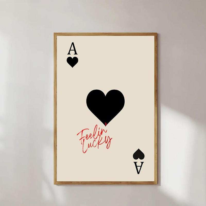 Spade A Playing Card Pattern Unframed Painting, Canvas Wall Art, Wall Decor for Home Living Room Bedroom Study Room, Home Decor