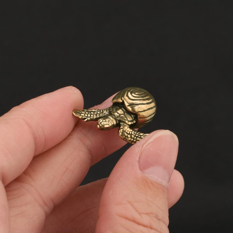 Lucky Turtle Design Miniature Figurine, 2 Counts set Cute Mini Brass Turtle Statue, Desktop Miniatures Decoration for Home Office Supplies