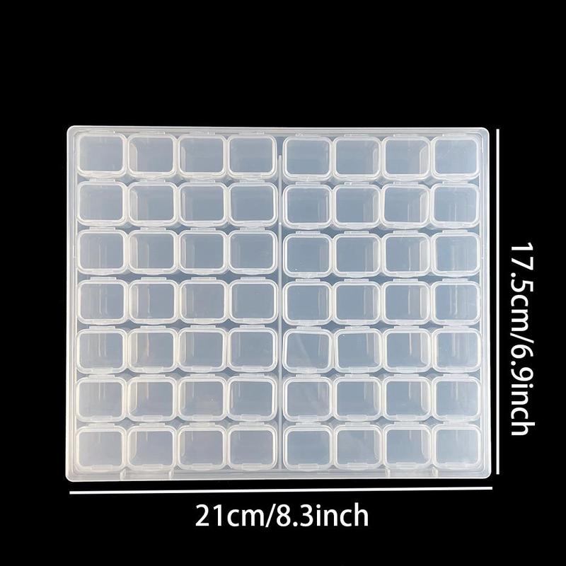 Clear Plastic Organizer Box, 1 Set 56 Grids Diamond Art Painting Storage Box, Jewelry Storage Container with Dividers, Earrings Seeds Craft Organizer