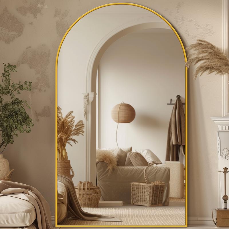 Full Length Mirror, Oversized Floor Mirror, Arched Full Body Mirror with Stand Large Floor Standing Mirror, Hanging Mounted Mirror for Bedroom, Living Room Cloakroom