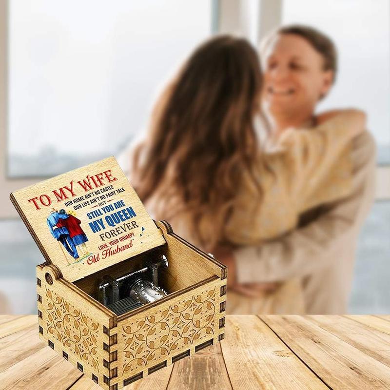 Music Box Gift for Wife - Valentine Anniversary Christmas Birthday Gift to Wife Women from Husband Hand Crank Musical Box Play You are My Sunshine