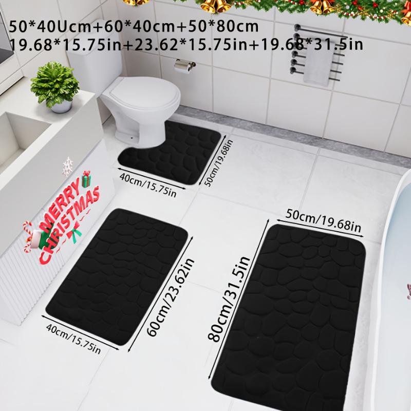 3pcs Ultra Soft Ultra Absorbent Bath Mat Set, Non-Slip Contour Carpet, Premium Bathroom Floor Mat, Bath Rug Set For Bathtub, Bathroom Accessories, Bathroom Decor Set, Home Decor