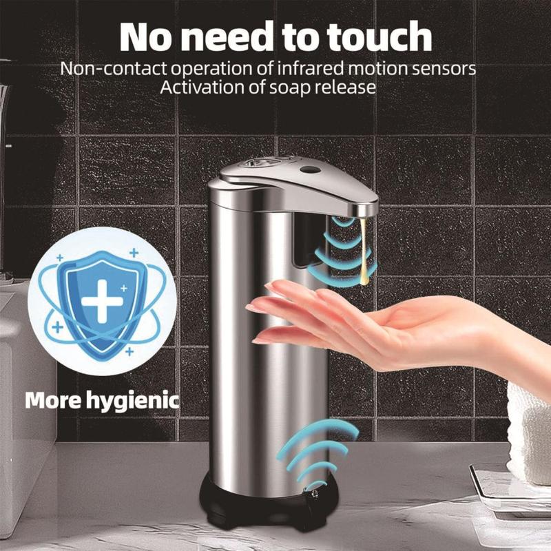 Automatic Soap Dispenser, Touchless 3-Level Adjustable Hand Sanitizer Dispenser, Equipped Upgraded Waterproof Base Infrared Sensor, Stainless Steel Liquid Soap Dispenser for Kitchen Bathroom