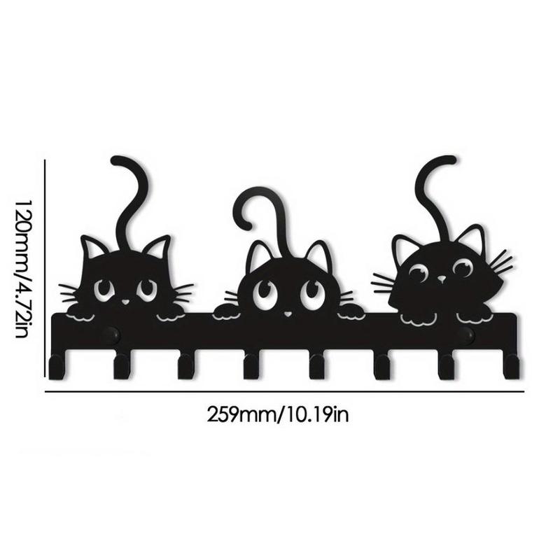 Cute Cartoon Cat Design Key Holder, 1 Count Wall Mounted Key Holder, Multifunctional Home Organizer for Living Room Bedroom