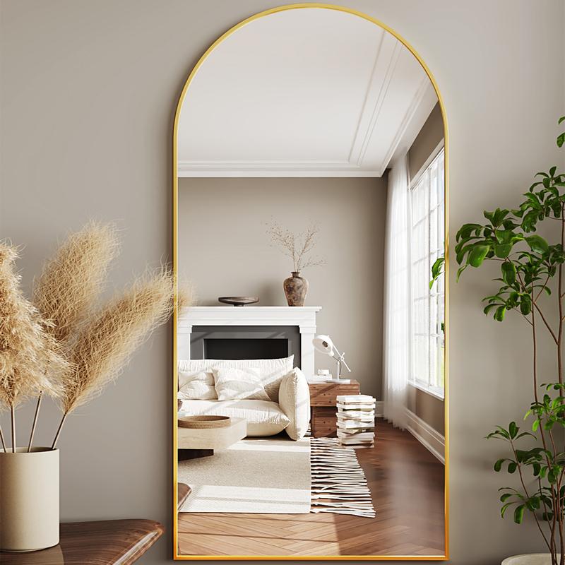 Full Length Mirror, Oversized Floor Mirror, Arched Full Body Mirror with Stand Large Floor Standing Mirror, Hanging Mounted Mirror for Bedroom, Living Room Cloakroom