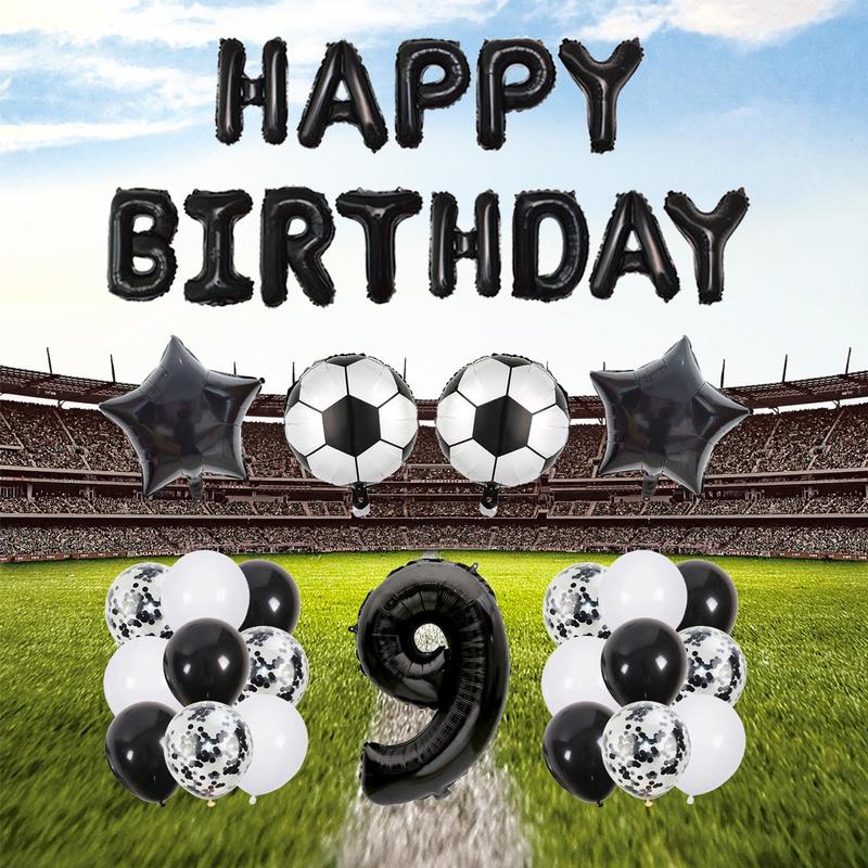  Football Themed Birthday Party Decoration, 1 Set Including Happy Birthday Football Design Balloon Set,  Birthday Party Decor Supplies for Festival Party Ceremony