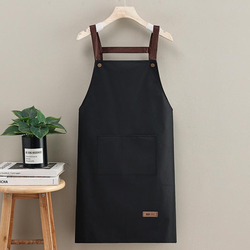 Solid Color Waterproof & Oil-proof Apron, 1 Count Durable Fashionable Apron with Pocket,  Household Apron for Home Kitchen Baking House Coffee Shop Garden