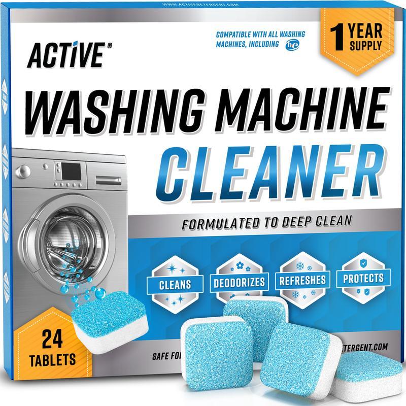 Active  Washing Machine Cleaner Tablets 24 Pack - 1 Year Supply Washer Machine Cleaner Tablets, Septic Safe Washing Machine Cleaning Tablets, Washer Cleaner Tablets, Works with All Washers Including Household Unscented