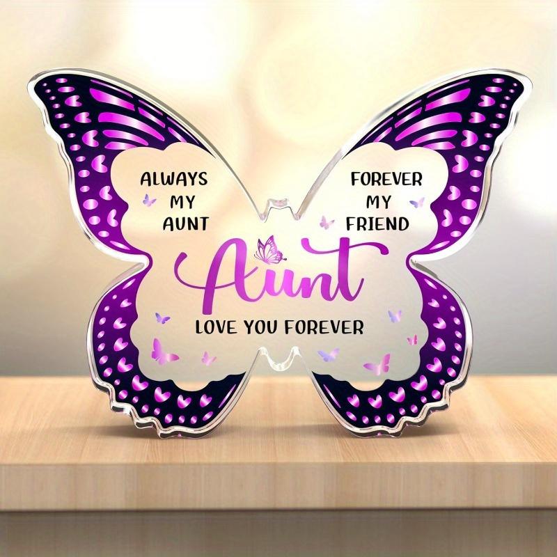 Aunt Gifts from Niece Nephew, Auntie Gift Ideas -  Butterfly-Shaped Acrylic Plaque Gifts for Aunt Birthday Mothers Day Valentines Thanksgiving Christmas