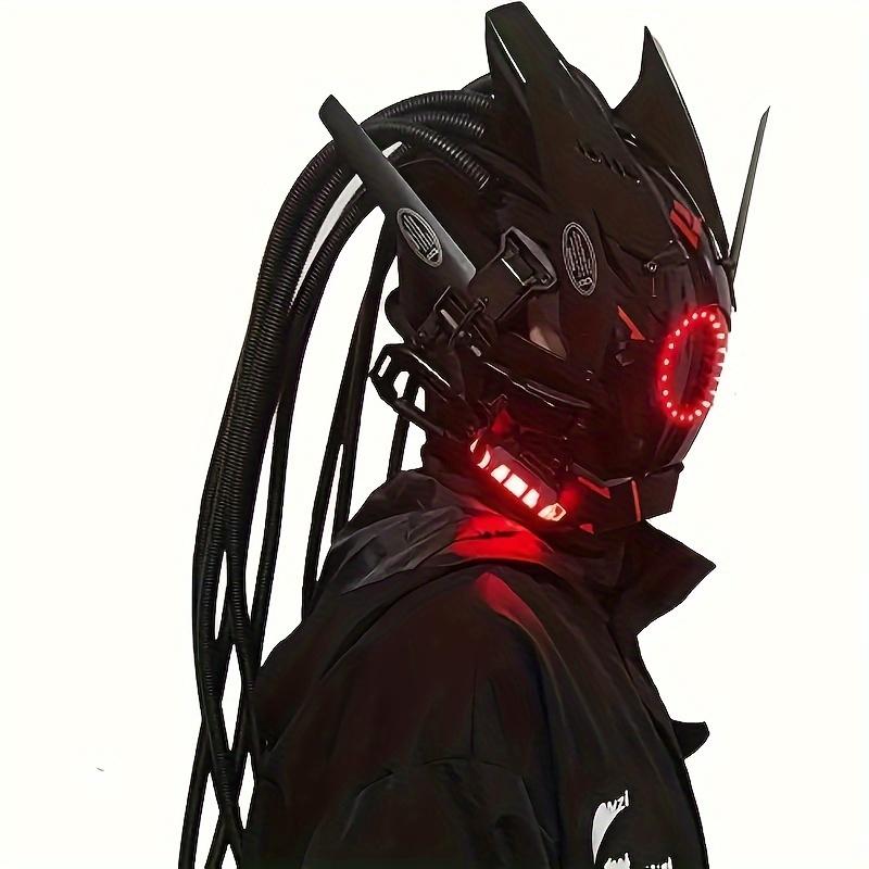 Cyberpunk Warrior Mask - Futuristic Sci-Fi LED Mask with Light-Up Features, Mechanical Design, Cool & Handsome Style, Perfect for Punk Cosplay and Costume Parties Ghost Print Unisex Stocking Balaclava Mask