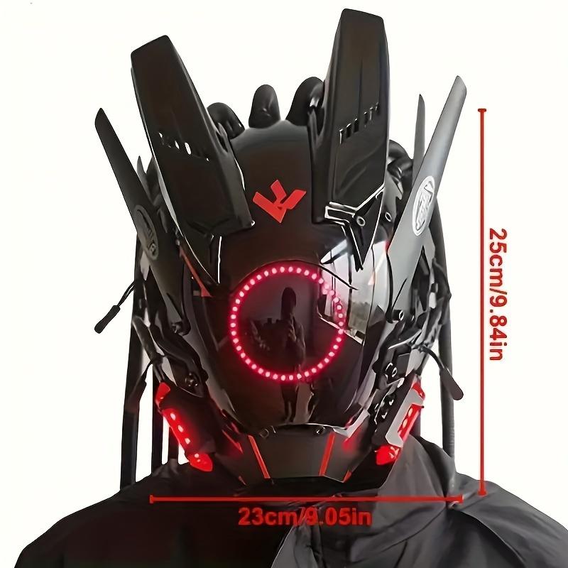 Cyberpunk Warrior Mask - Futuristic Sci-Fi LED Mask with Light-Up Features, Mechanical Design, Cool & Handsome Style, Perfect for Punk Cosplay and Costume Parties Ghost Print Unisex Stocking Balaclava Mask