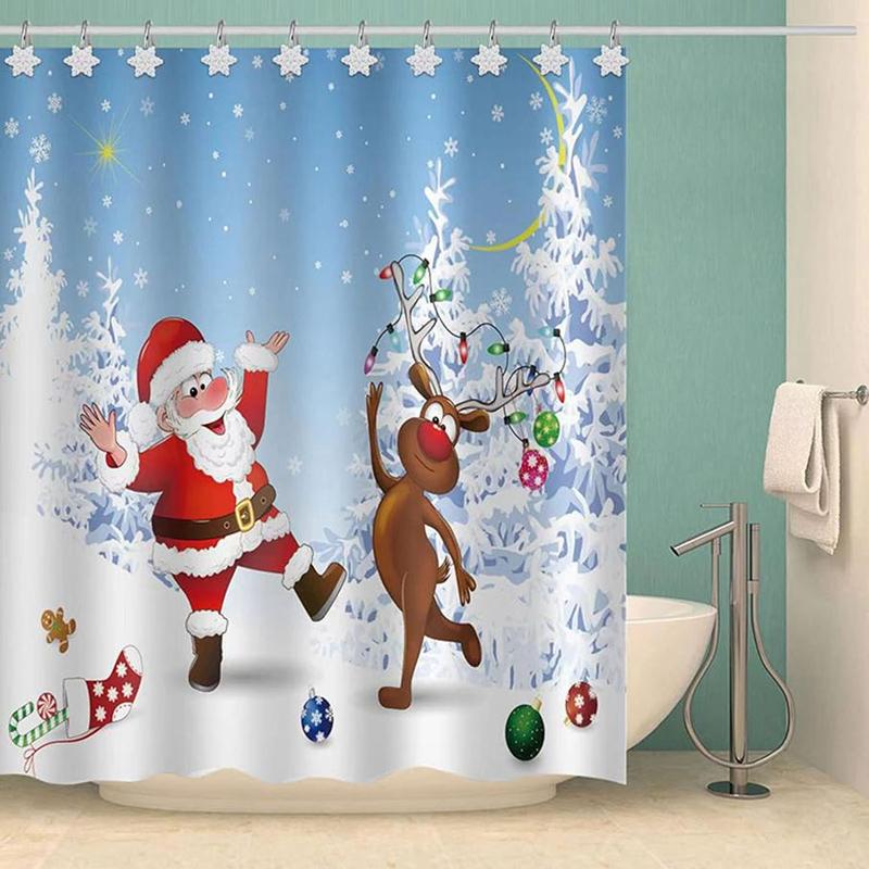 Christmas Snowflake & Star Design Shower Curtain Hook, 12pcs set Cute Decorative Shower Curtain Hook, Bathroom Accessories for Home Hotel Salon Dormitory Decor