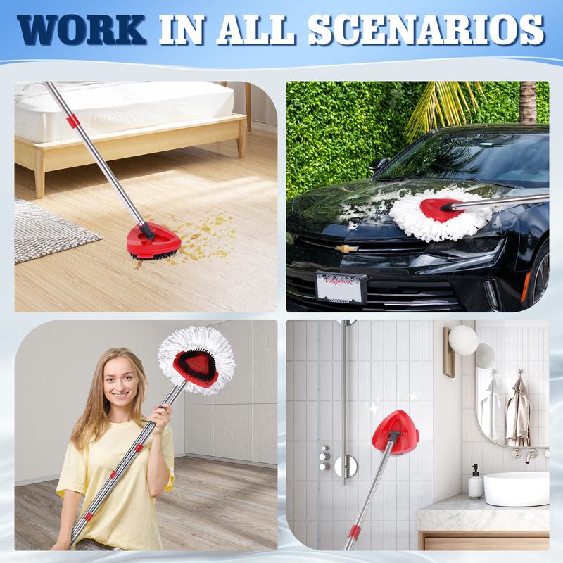 Mop Replacement Heads 6 Pcs & 2 Scrub Brushes Combo for Ocedar Easywring 1-Tank System,Microfiber Spin Mop Replacement Head,Machine Washable for Bathroom,Kitchen,Tub and Tile Cleaning， mopheads