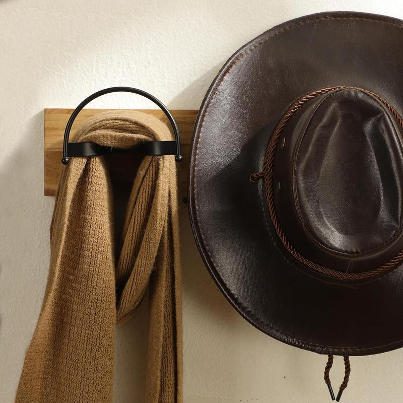 Cowboy Hat Rack 4 Packs Cowboy Hat Holder Hat Hanger Wall Mount Black Hat Hooks for Display(A Beautiful Christmas Gift)