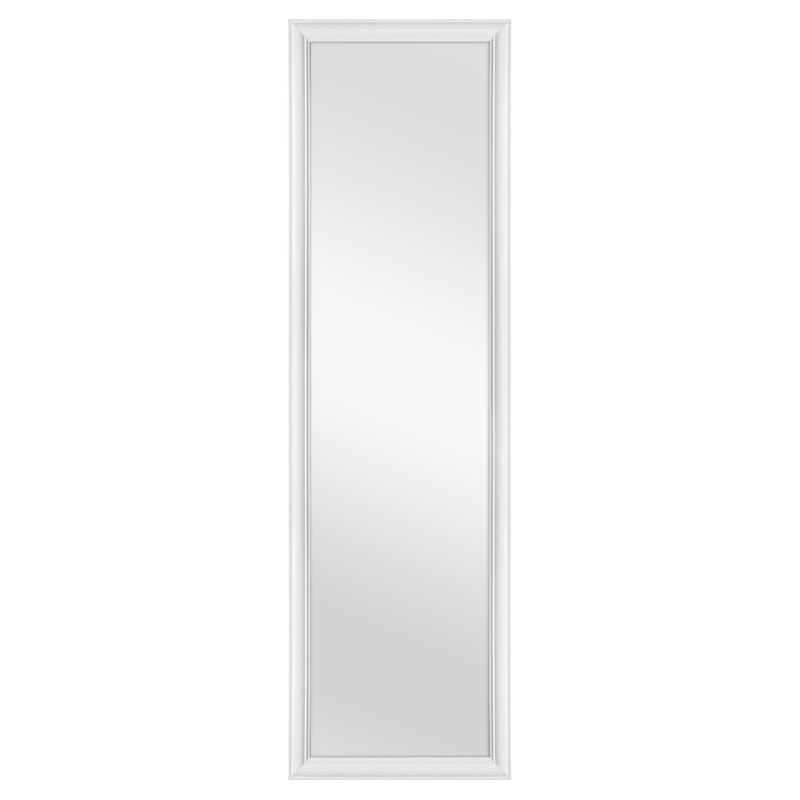 Over-The-Door Mirror with hardware, 14.25IN X 50.25IN, White Decor Hanging