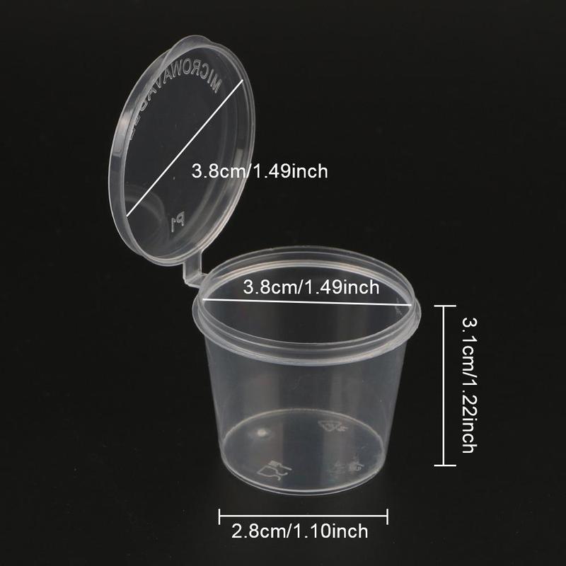 Disposable Sauce Cup with Lid (100pcs), Clear Disposable Sauce Cup, Kitchen Organizer, Food Sauce Container Box