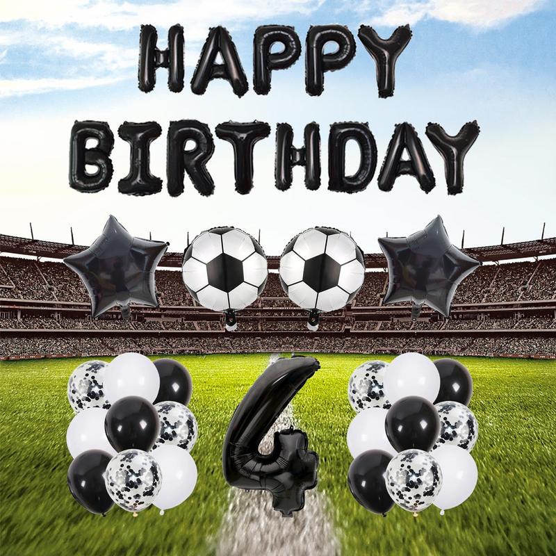  Football Themed Birthday Party Decoration, 1 Set Including Happy Birthday Football Design Balloon Set,  Birthday Party Decor Supplies for Festival Party Ceremony