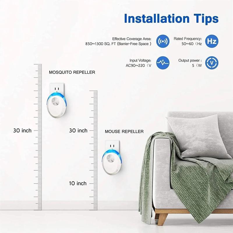 6 Pack Ultrasonic Pest Repeller Plug-in for Indoor Rodent, Roach, Spider, and Insect Repellent in Home, Attic, Garage, and Basement