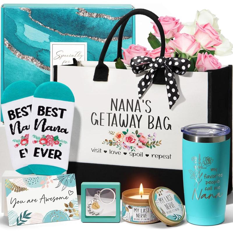 Grandma Gifts Nana Christmas Gifts for Grandma from Granddaughter Grandchildren Grandkids,  Grandma Birthday Gifts Nana Gifts Basket for Gigi Grandmother,  Grandma Gifts w Canvas Tote Bag